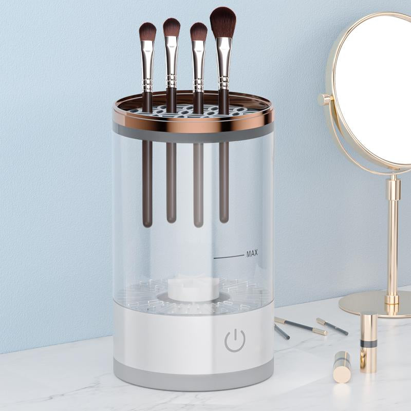 Portable Electric Makeup Brush Cleaner with Rotating Function and Silicone Handle - Automatic Cleansing Solution for All Makeup Brush Types