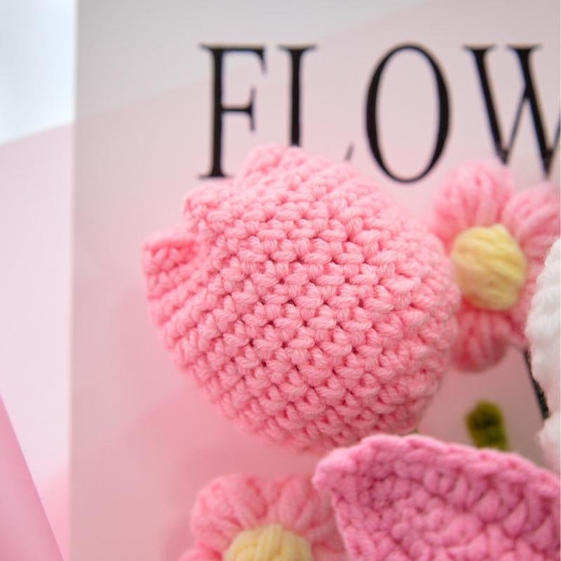 Handcrafted Wrapped Crochet Flower Bouquet featuring Lily, Rose, Tulip, Lily of the Valley, and Cala Lily - Perfect Gift for Graduation, Birthdays, and Special Occasions