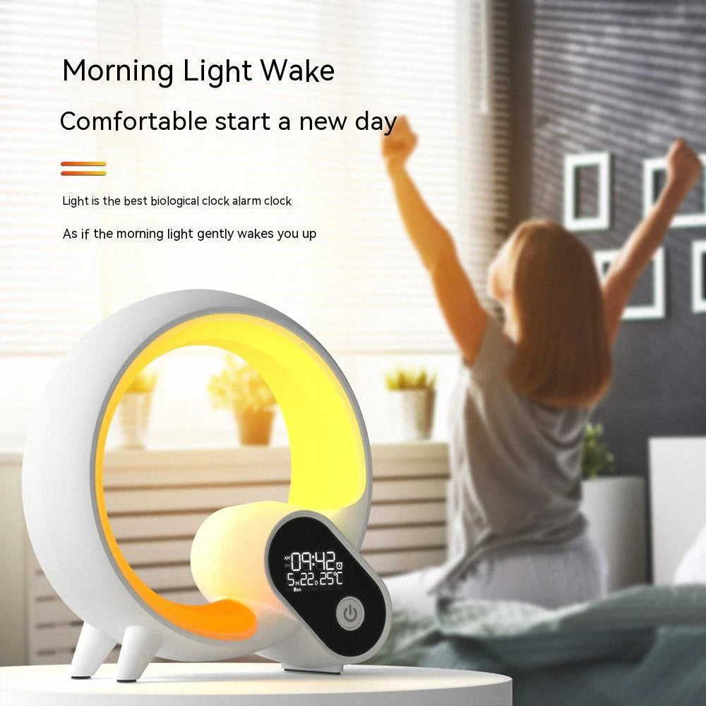 Transform Your Mornings with the Creative Q Light Analog Sunrise Alarm Clock - Bluetooth Audio & Colorful Atmosphere Lighting