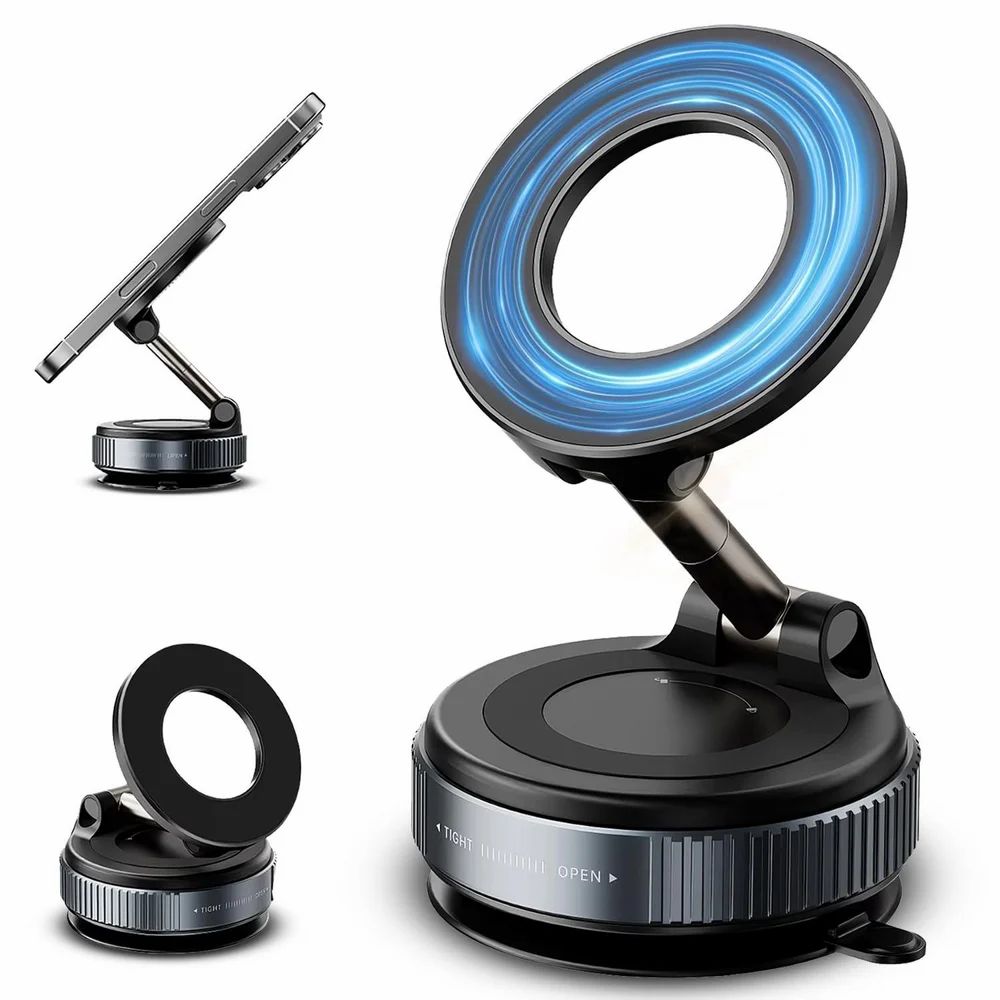 Revolutionary Magnetic Suction Cup Phone Holder - 360° Adjustable, Compact & Portable for All Smartphones - Perfect Car Mount Solution!