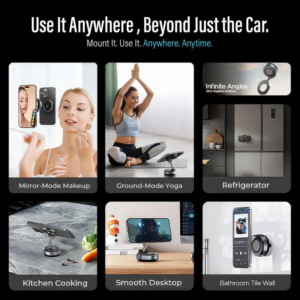 Revolutionary Magnetic Suction Cup Phone Holder - 360° Adjustable, Compact & Portable for All Smartphones - Perfect Car Mount Solution!