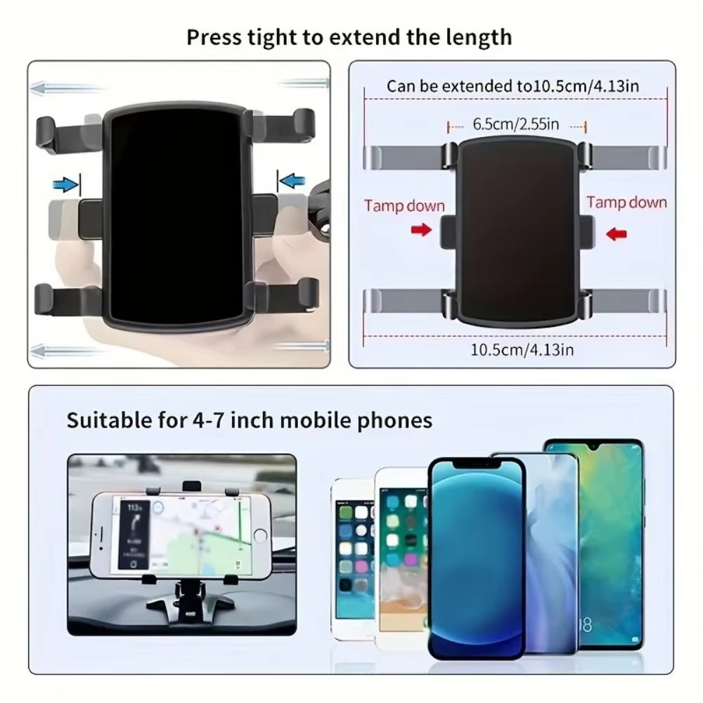 Universal Dashboard Mobile Phone Holder - Easy Clip Mount Stand for GPS Navigation