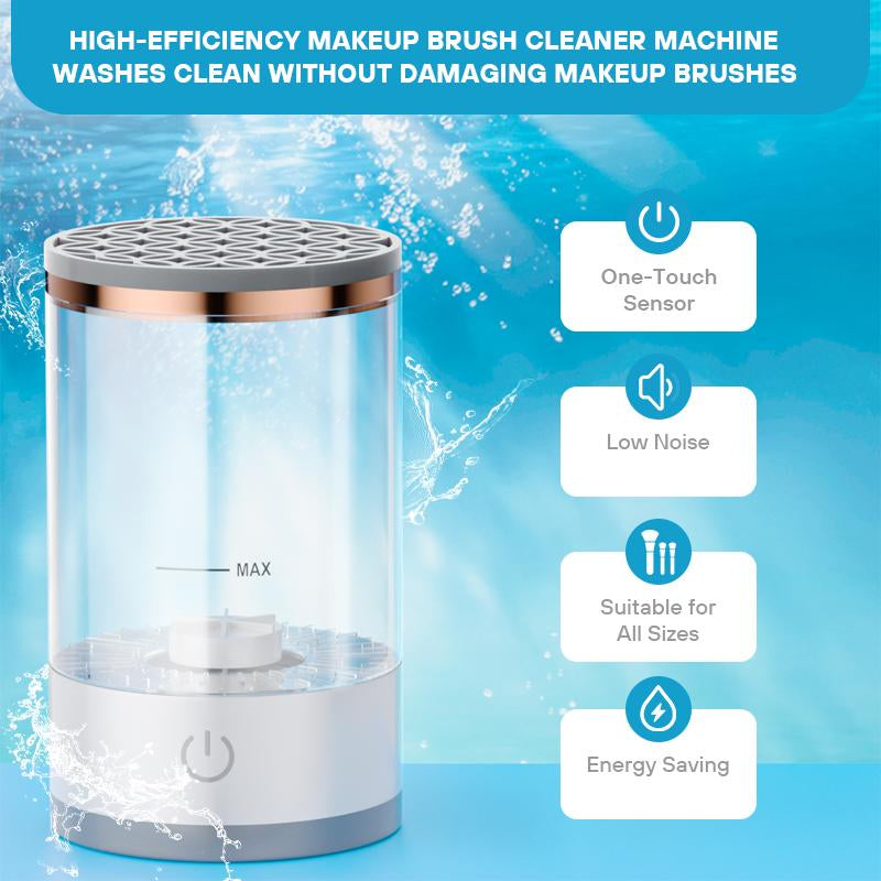 Portable Electric Makeup Brush Cleaner with Rotating Function and Silicone Handle - Automatic Cleansing Solution for All Makeup Brush Types