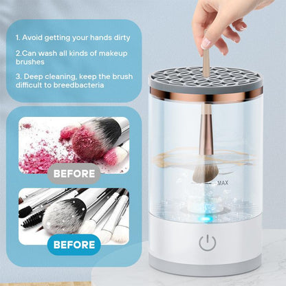 Portable Electric Makeup Brush Cleaner with Rotating Function and Silicone Handle - Automatic Cleansing Solution for All Makeup Brush Types