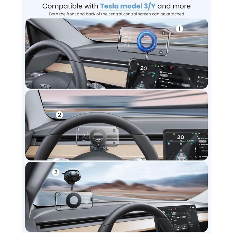 Revolutionary Magnetic Suction Cup Phone Holder - 360° Adjustable, Compact & Portable for All Smartphones - Perfect Car Mount Solution!