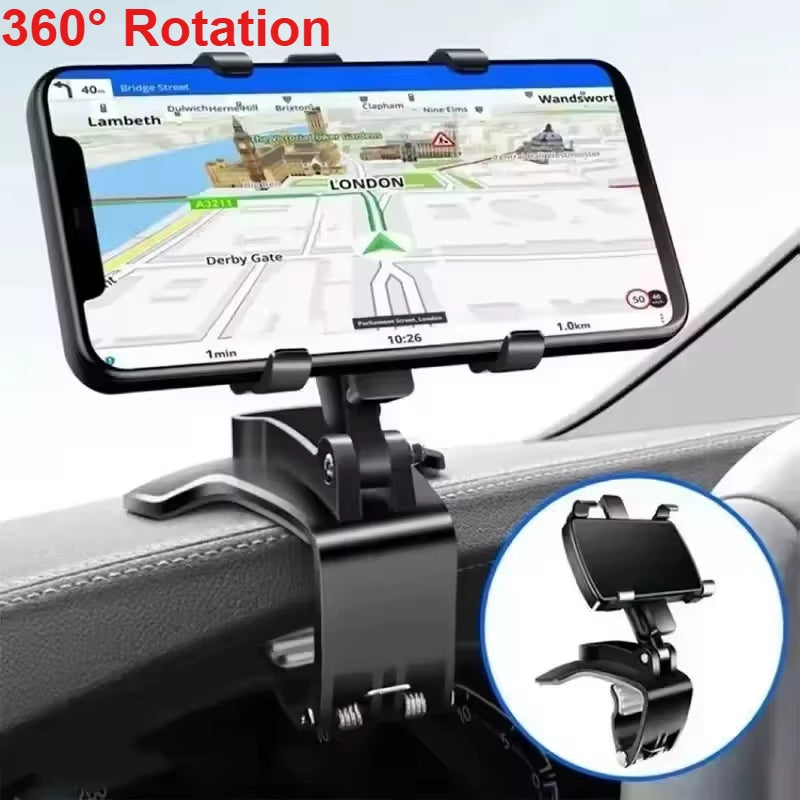 Universal Dashboard Mobile Phone Holder - Easy Clip Mount Stand for GPS Navigation