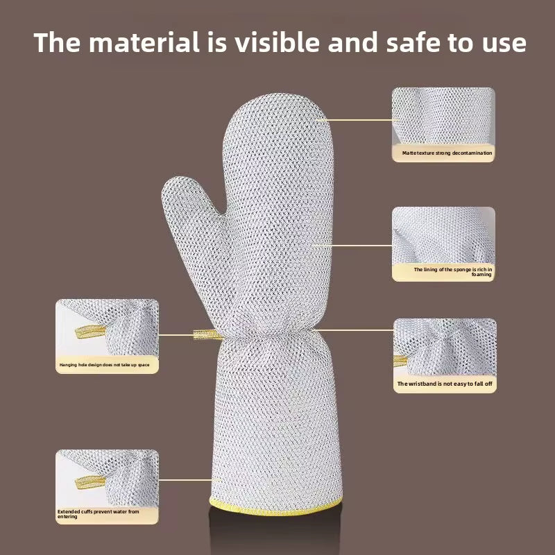 Multifunctional Waterproof and Wear-Resistant Silver Wire Dishwashing Gloves for Kitchen Cleaning