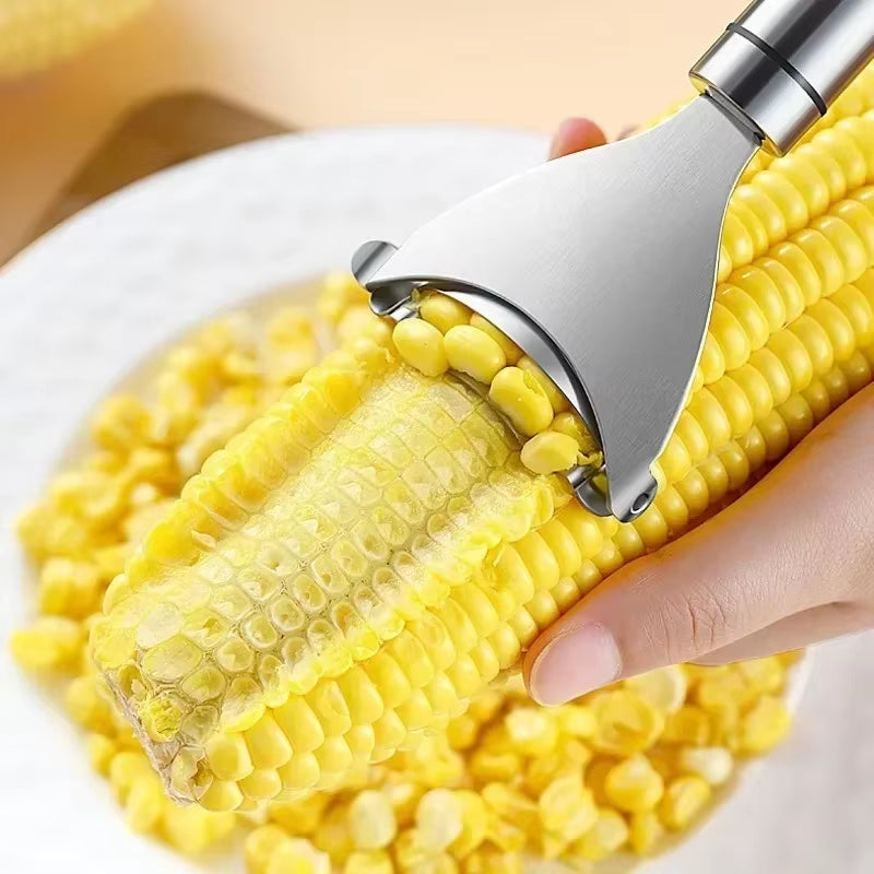 Stainless Steel Manual Corn Stripper and Peeler - Reusable Kitchen Tool for Fruits and Vegetables