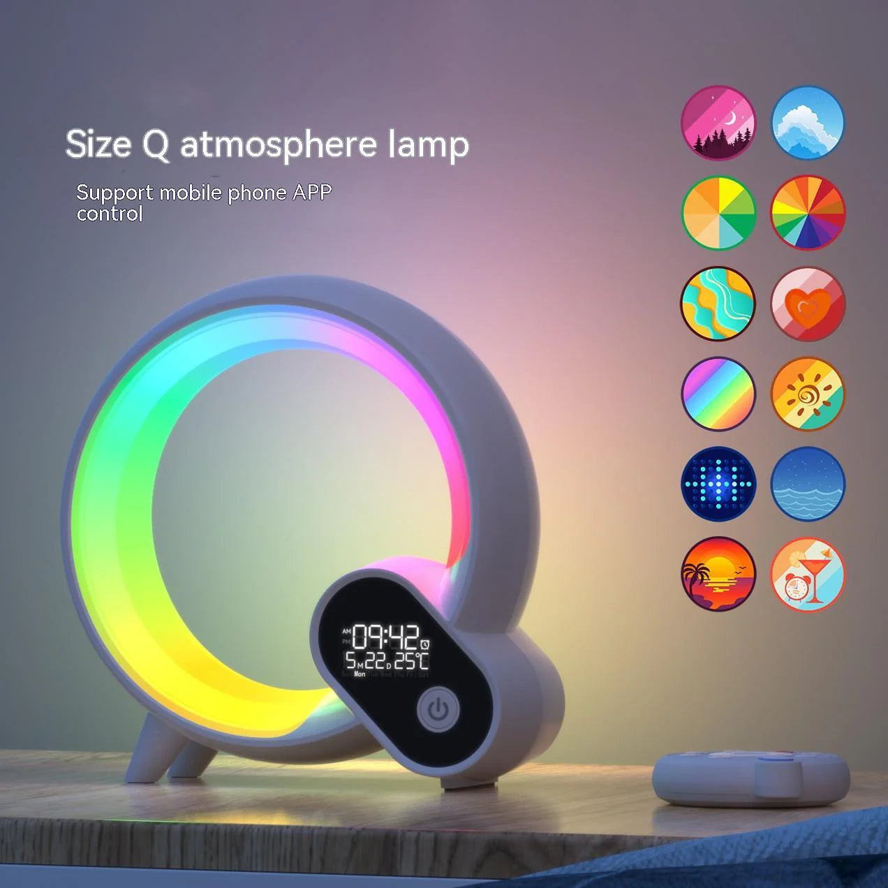 Transform Your Mornings with the Creative Q Light Analog Sunrise Alarm Clock - Bluetooth Audio & Colorful Atmosphere Lighting