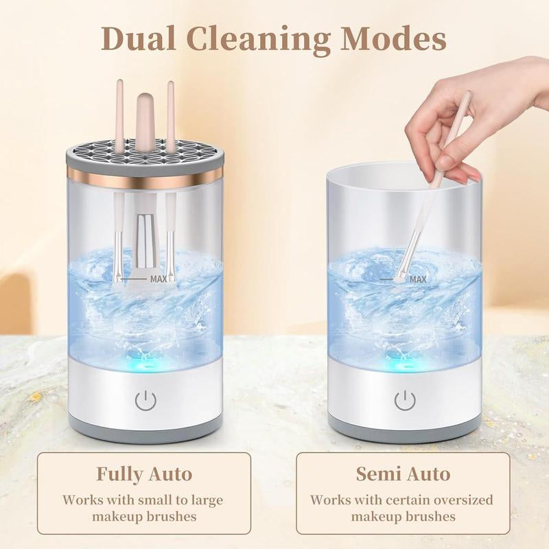 Portable Electric Makeup Brush Cleaner with Rotating Function and Silicone Handle - Automatic Cleansing Solution for All Makeup Brush Types