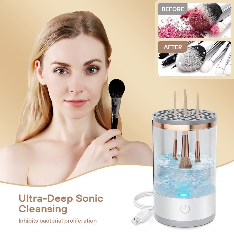 Portable Electric Makeup Brush Cleaner with Rotating Function and Silicone Handle - Automatic Cleansing Solution for All Makeup Brush Types