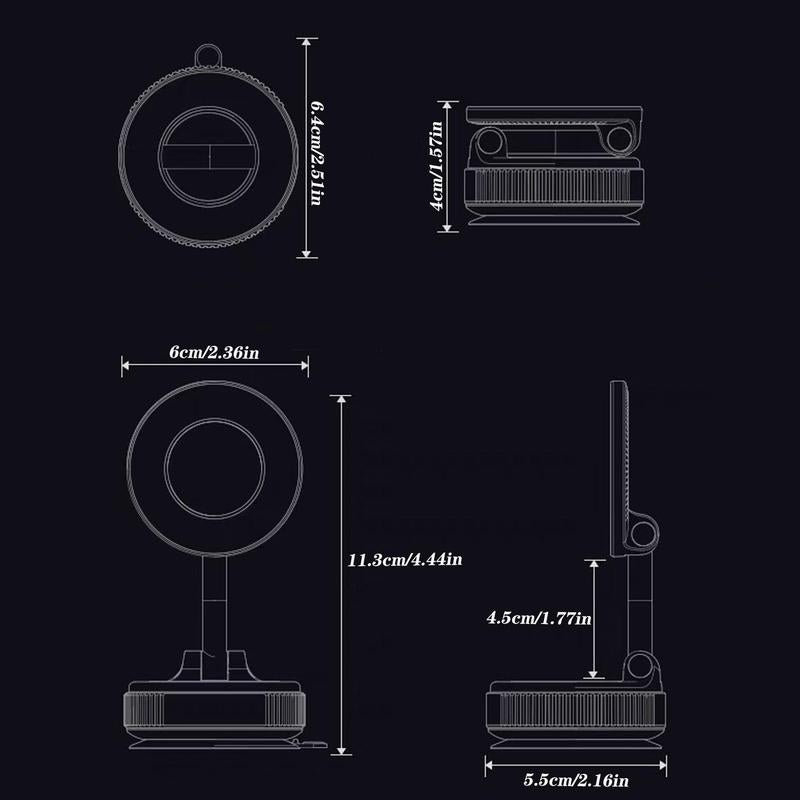 Revolutionary Magnetic Suction Cup Phone Holder - 360° Adjustable, Compact & Portable for All Smartphones - Perfect Car Mount Solution!