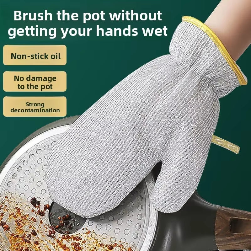 Multifunctional Waterproof and Wear-Resistant Silver Wire Dishwashing Gloves for Kitchen Cleaning