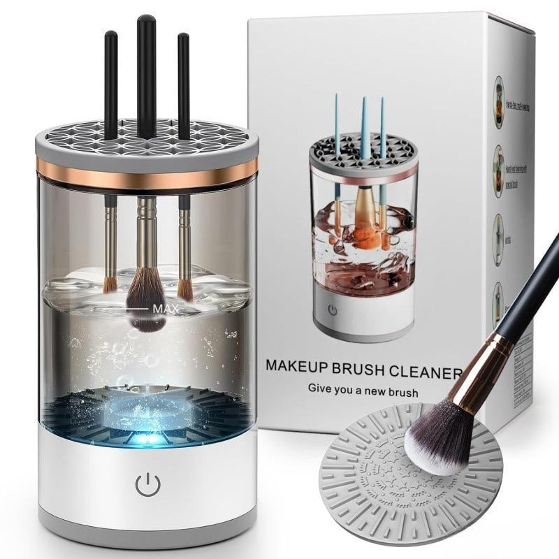 Portable Electric Makeup Brush Cleaner with Rotating Function and Silicone Handle - Automatic Cleansing Solution for All Makeup Brush Types