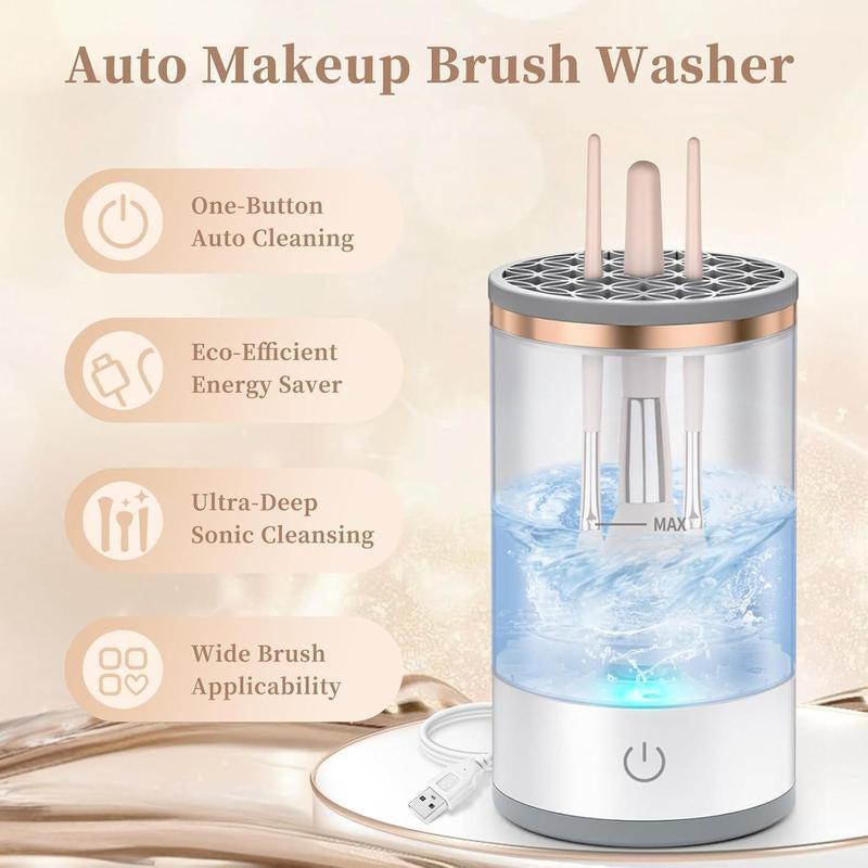 Portable Electric Makeup Brush Cleaner with Rotating Function and Silicone Handle - Automatic Cleansing Solution for All Makeup Brush Types
