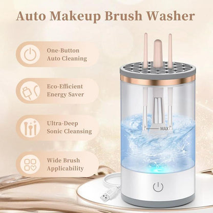 Portable Electric Makeup Brush Cleaner with Rotating Function and Silicone Handle - Automatic Cleansing Solution for All Makeup Brush Types