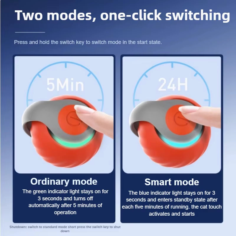 Interactive Automatic Rolling Cat Toy with Faux Tail - USB Rechargeable Smart Electric Teaser and Training Ball